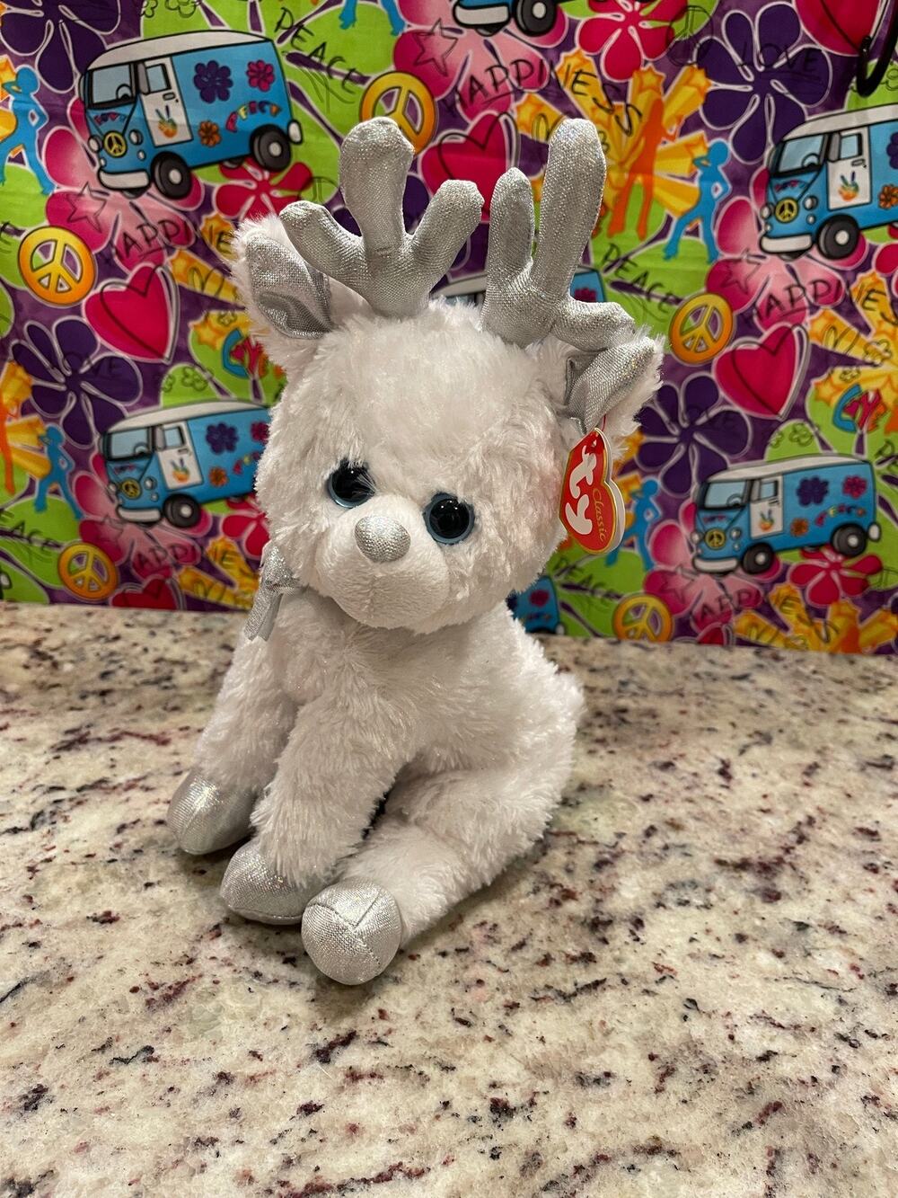 Ty Classic Snocap Reindeer White Plush Doll
